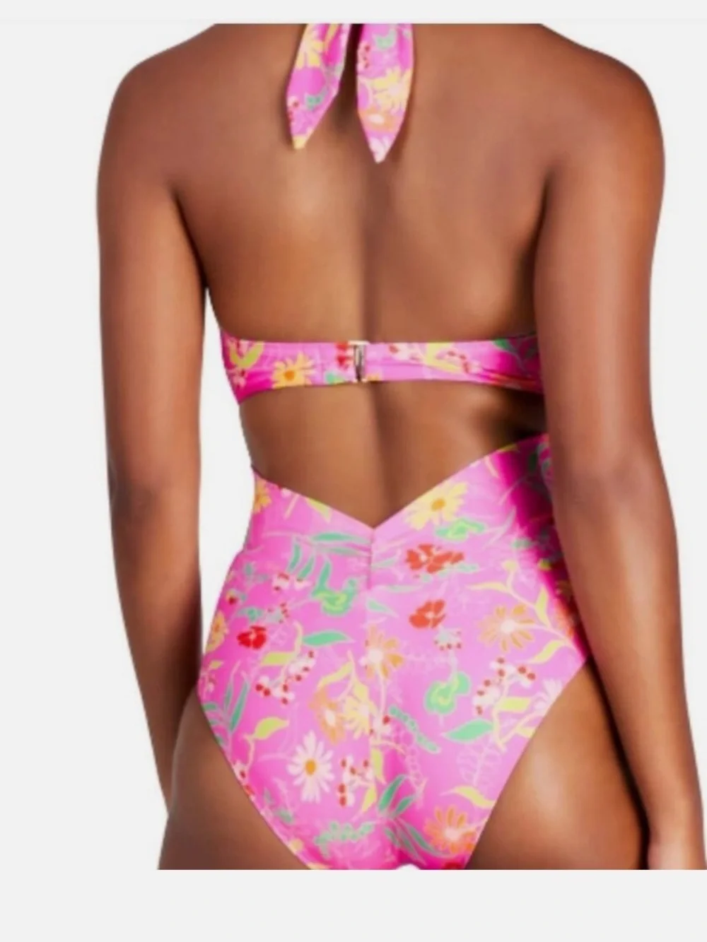 kate spade Pink flash Floral One-Piece lined flower & berries Swimsuit NWT M